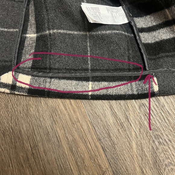 Abercrombie & Fitch Wool-Blend Belted Blanket Coat Plaid Gray Black Size XS Tall - Picture 7 of 9